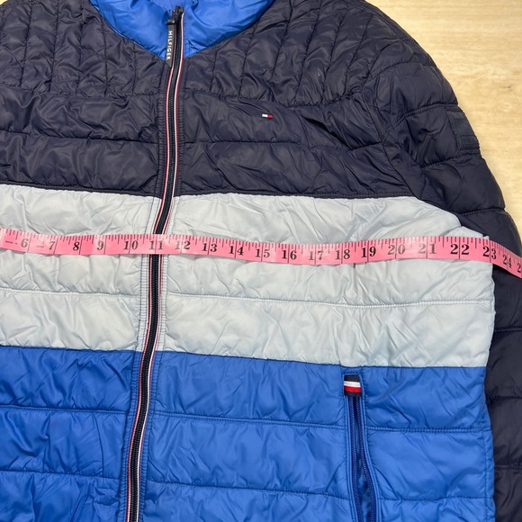 Tommy Hilfiger Color Block Puffer Jacket Mens XL Full Zip Lightweight - Picture 10 of 16